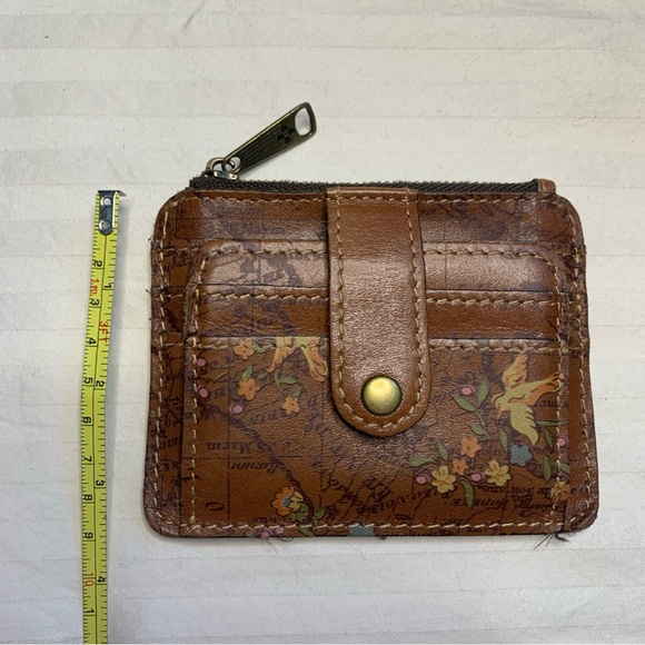 Patricia Nash Cassis ID holder, coin zip pocket. Leather with map, floral, birds - Picture 7 of 8